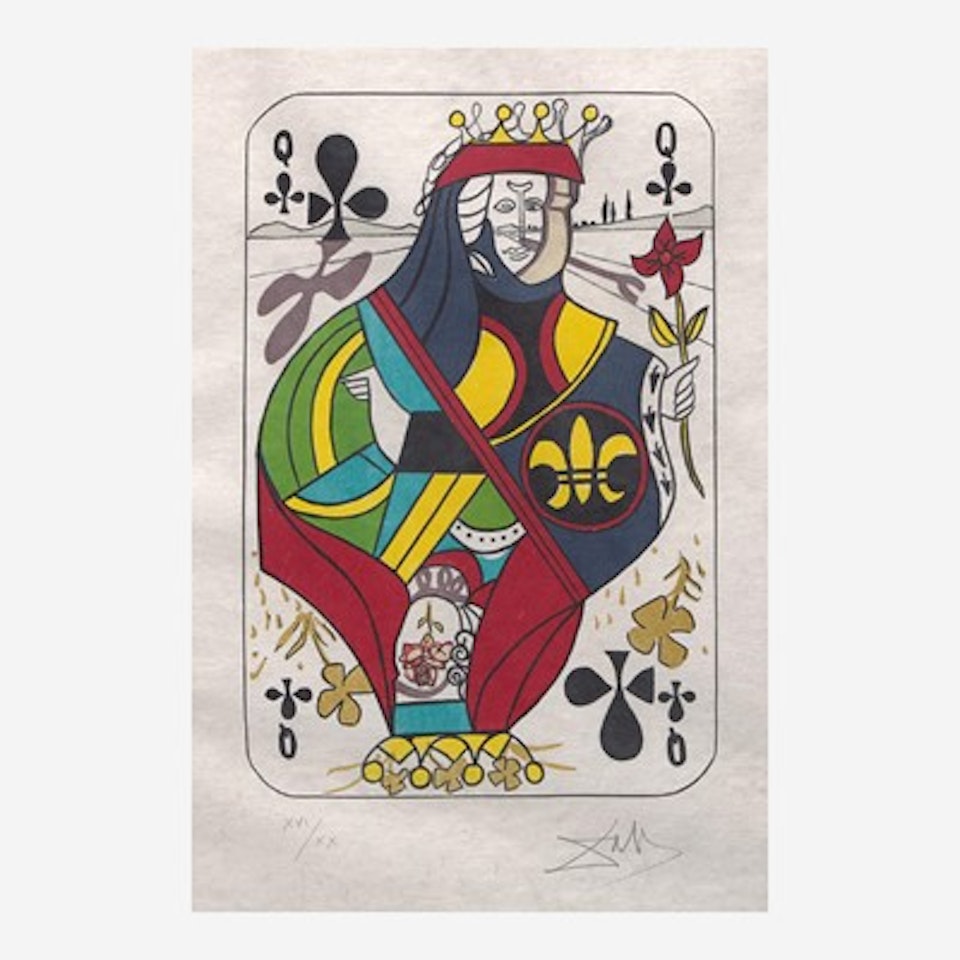 Playing Cards (Ace, King, Queen and Jack of Clubs) by Salvador Dali