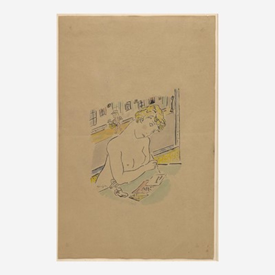 Young Girl at Writing Table by Leonard Tsuguharu Foujita