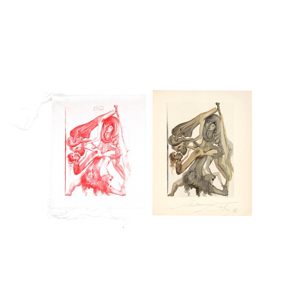 Two plates, from Purgatory, Canto 11, from The Divine Comedy (2 works) by Salvador Dali