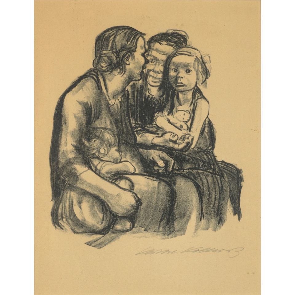 Zwei Schwatzende, Frauen mit zwei kindern (Two Women Chatting with Two Children) by Kathe Kollwitz