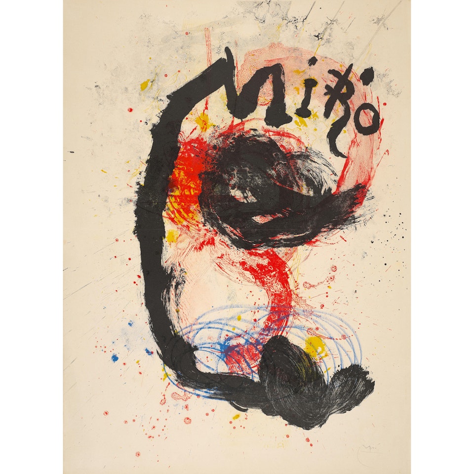 Affiche pour l'exposition Oeuvre gravé-céramiques, Musée de l'Athénée Genève by Joan Miró