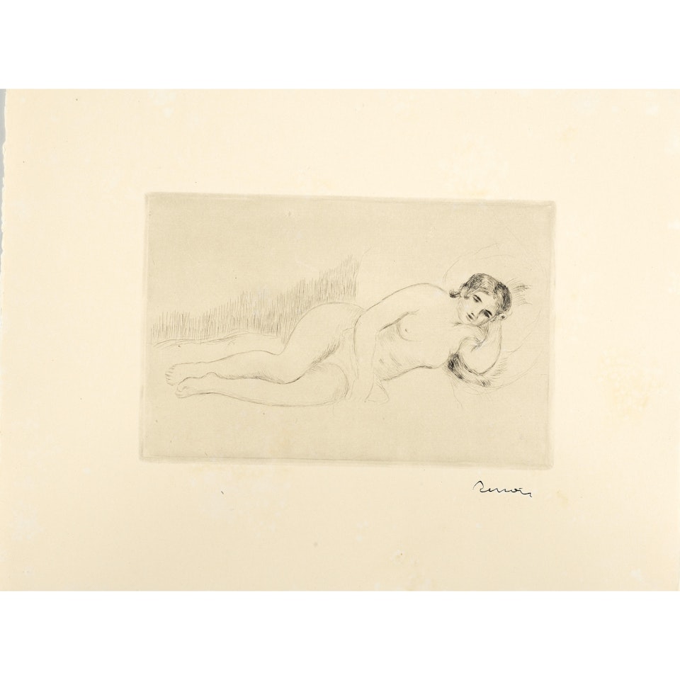 Femme nue couchée (tournée à droite), 1re planche (Nude Reclining Woman (Turned to the Right)), 1st Plate by Pierre-Auguste Renoir