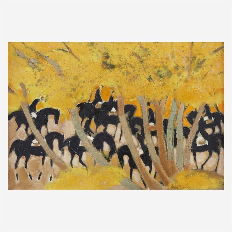 Cavaliers en Sous-bois Jaune by André Brasilier