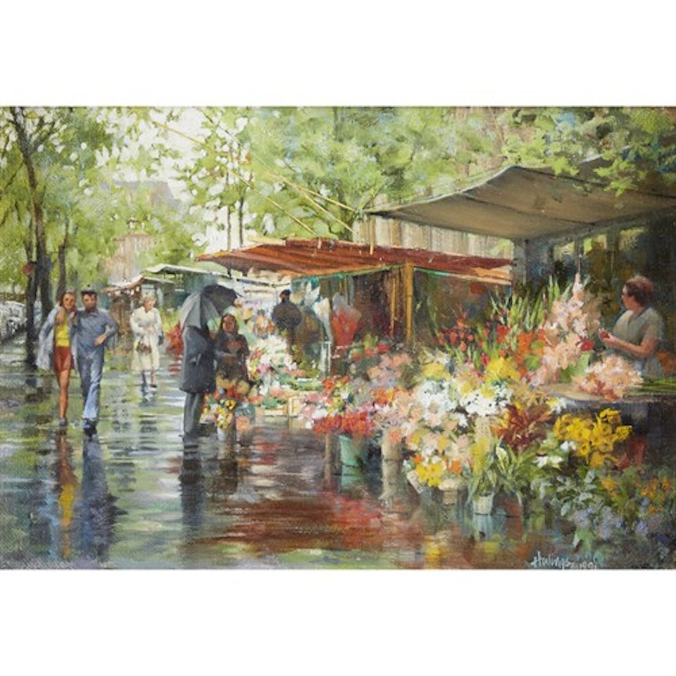 Rainy French Flowers by Clark Hulings