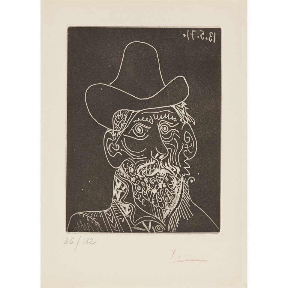 Buste d'Homme Barbu au Chapeau from El Hospital de Santa Cruz y de San Pablo by Pablo Picasso