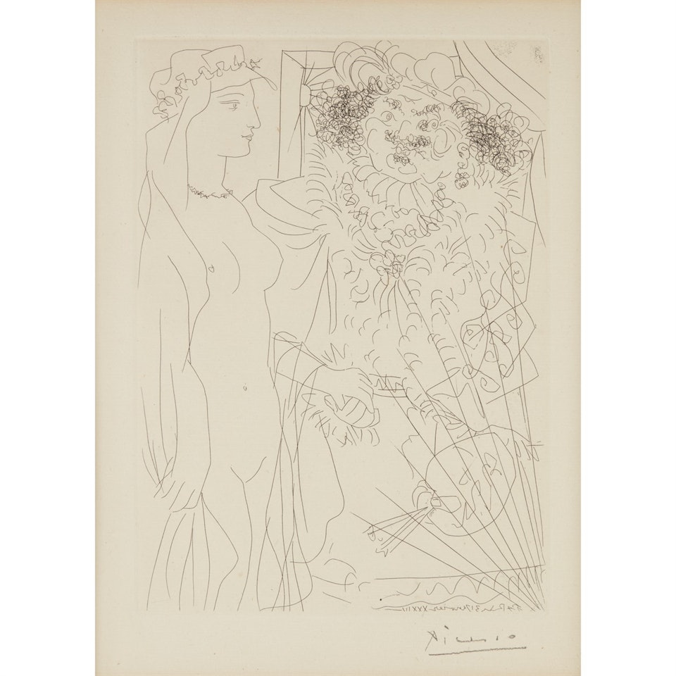 Rembrandt et Femme au Voile, Plate 36 from La Suite Vollard by Pablo Picasso