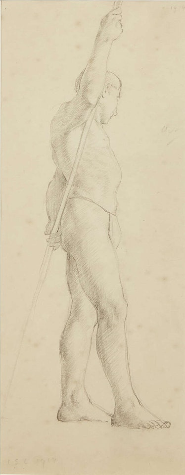 Male Figure holding a Pole by Laurence Stephen Lowry