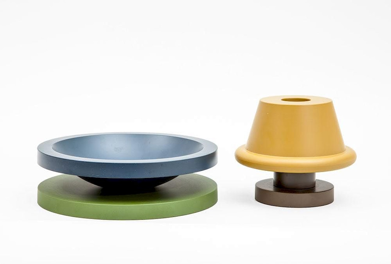 ETTORE SOTTSASS FOR MARU TOMI, JAPAN, 1997, BOWL AND LOW VASE by Ettore Sottsass
