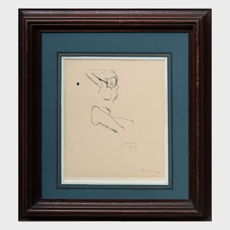 Nu assis, bras levÃ© by Roger de la Fresnaye