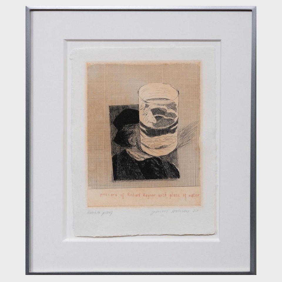 Postcard of Richard Wagner With a Glass of Water by David Hockney