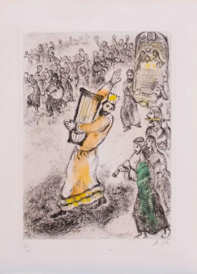 L'ARCHE PORTÉE À JERUSALEM, PLATE 68 FROM THE BIBLE by Marc Chagall