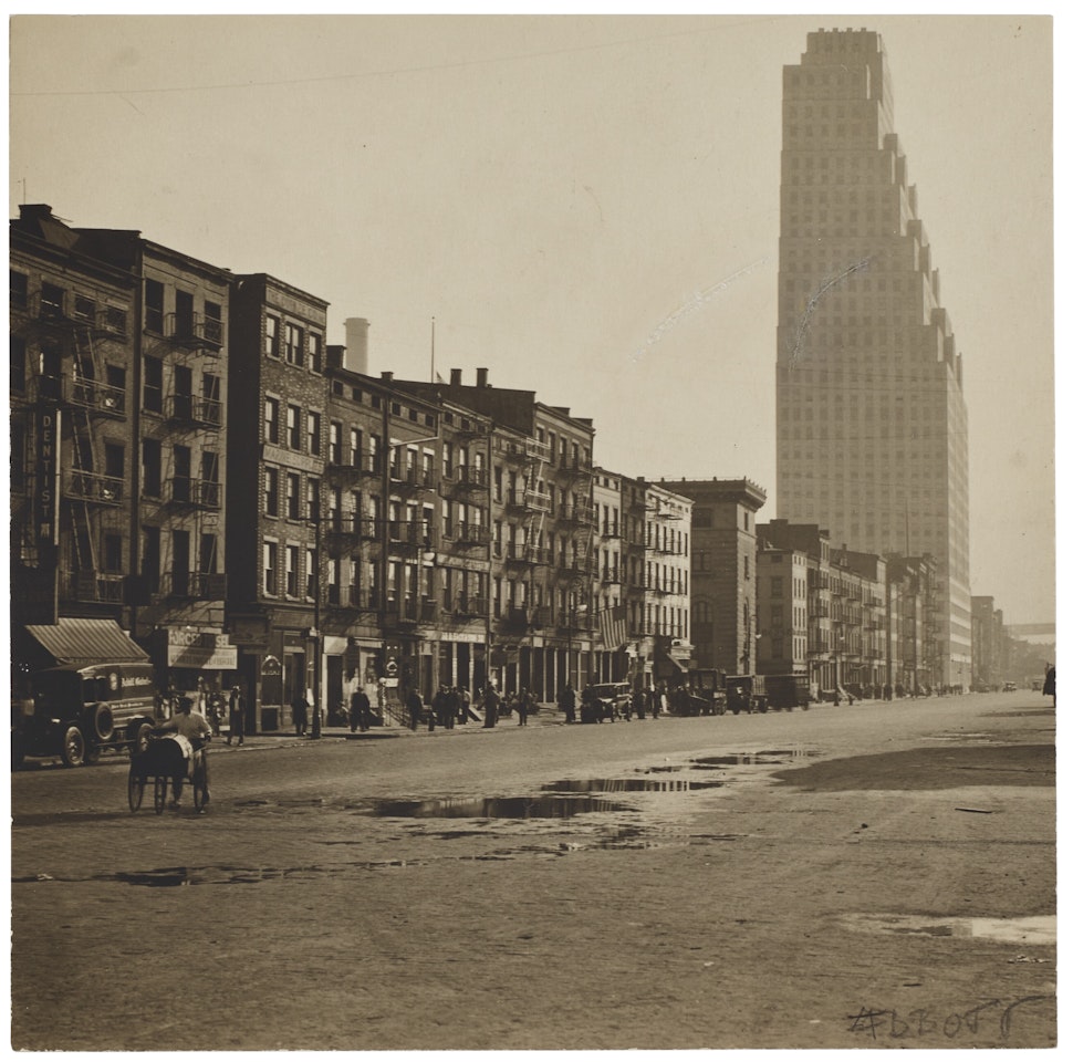 New York (View North East on South Street, 120 Wall Street building on right), c. by Berenice Abbott