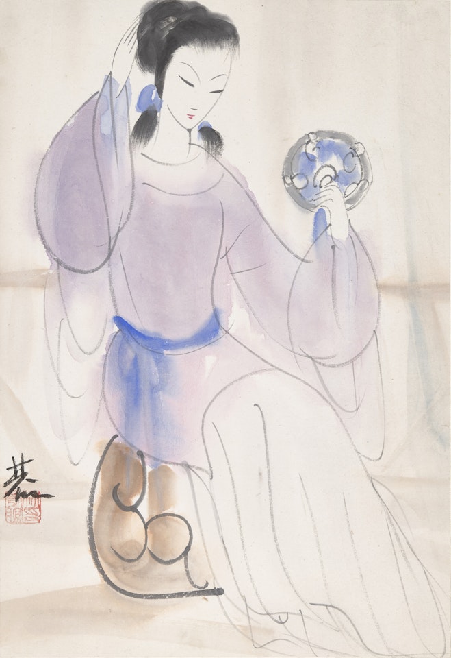 Lady Holding a Mirror by Lin Fengmian