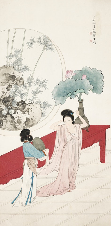 Lady Dressing in Front of a Mirror by Chen Shaomei