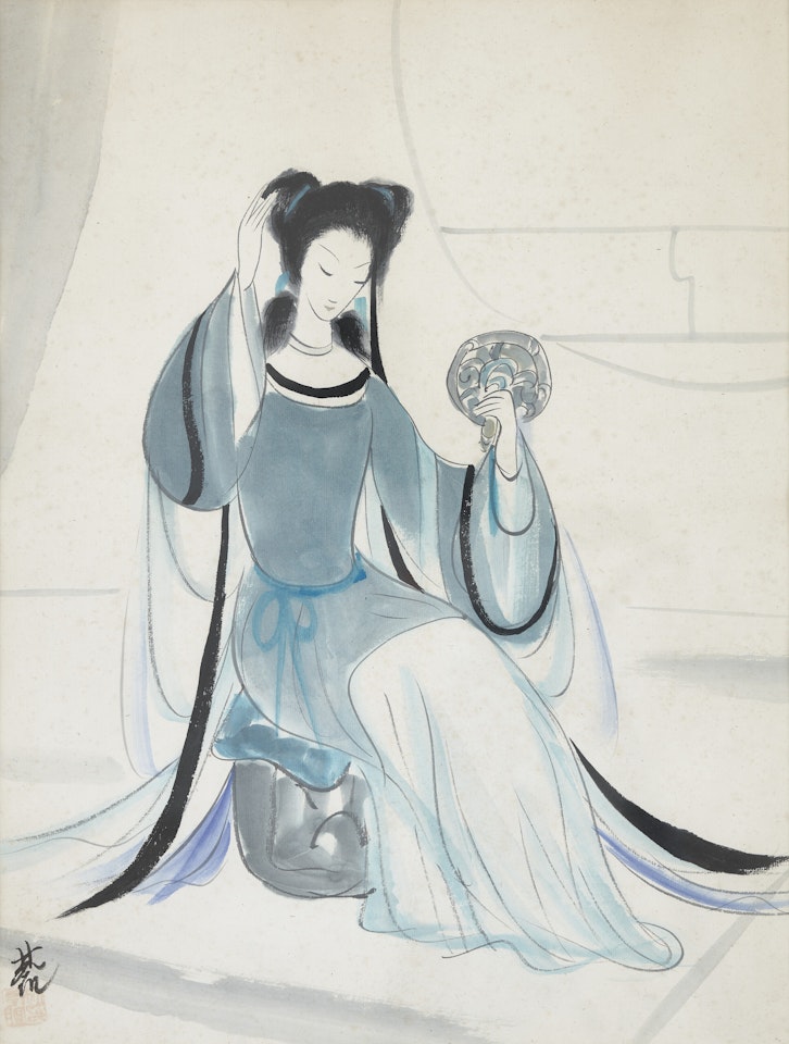 Lady Holding Mirror by Lin Fengmian