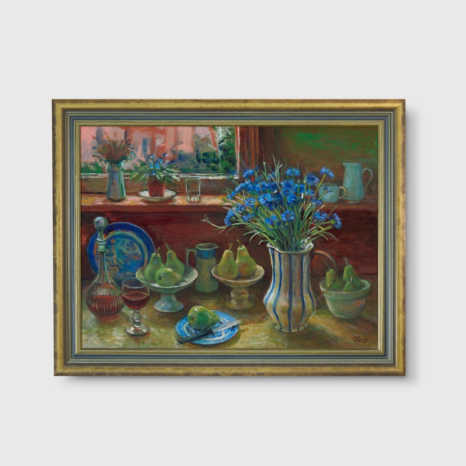 Cornflowers and Pears by Margaret Hannah Olley