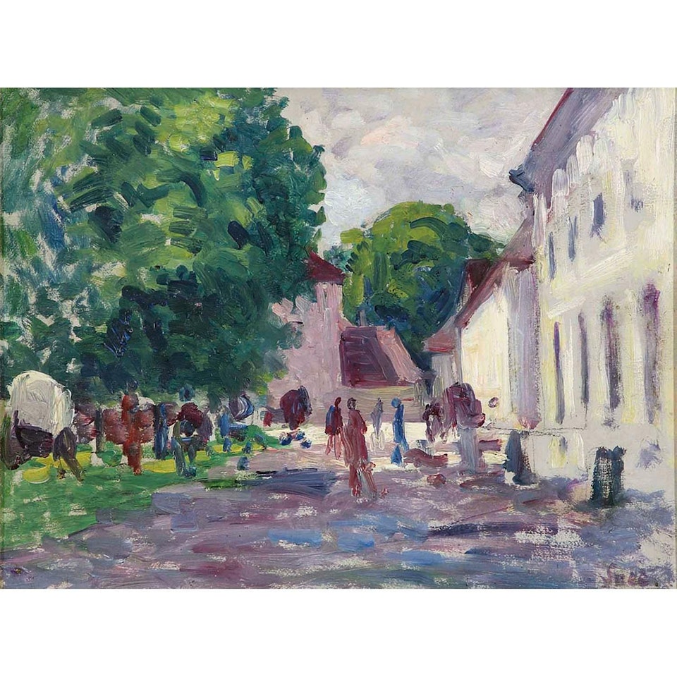 LA COUR DU MARCHE, GISORS by Maximilien Luce