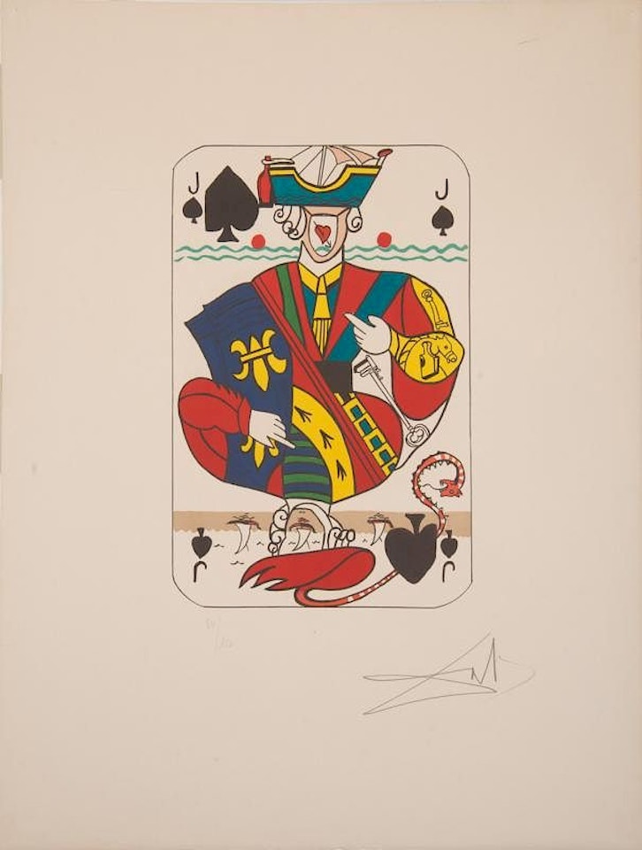 ACE OF SPADES; JACK OF SPADES; KING OF SPADES; AND QUEEN OF SPADES by Salvador Dali