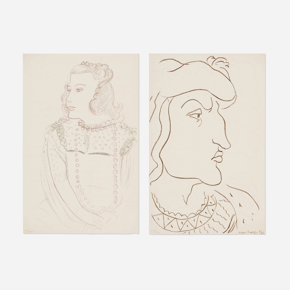 Two works from the Poèmes de Charles d'Orléans portfolio by Henri Matisse