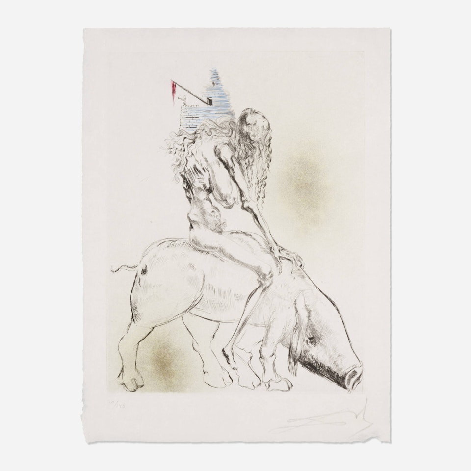 Femme au cochon (Baubo) (from the Faust suite) by Salvador Dali
