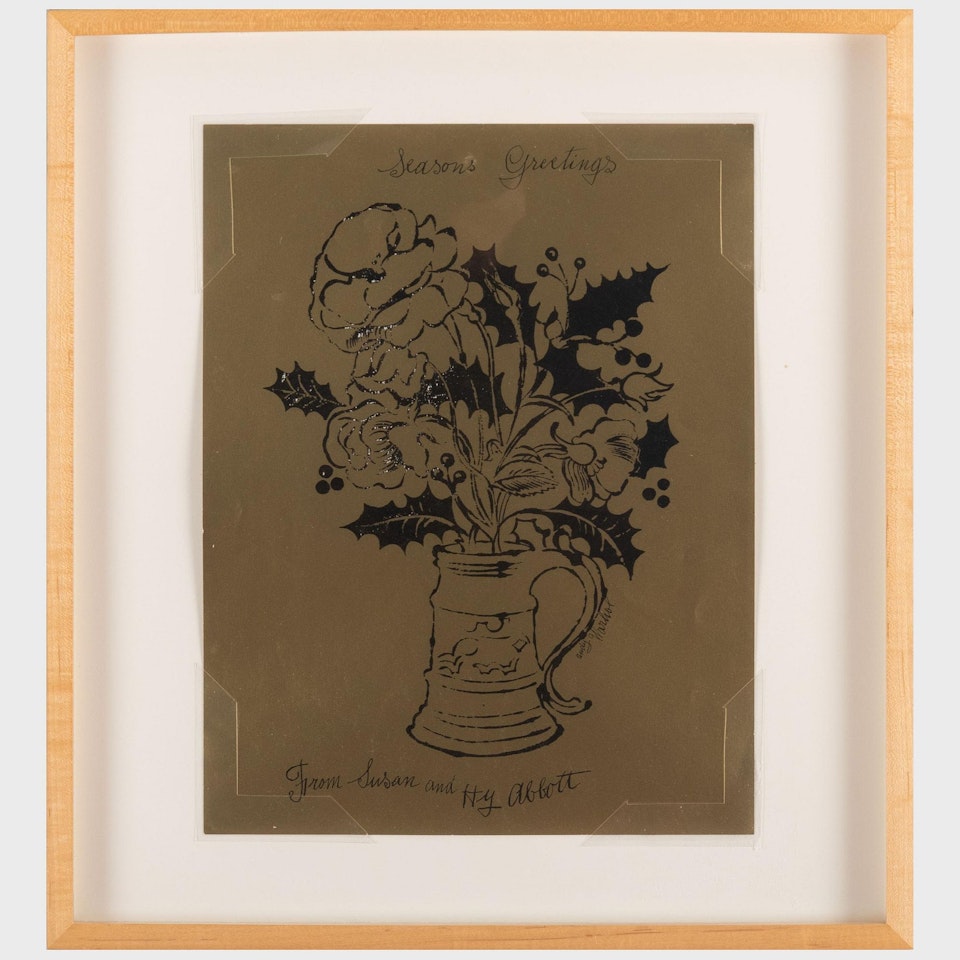 Flowers and Holly- Christmas Card by Andy Warhol