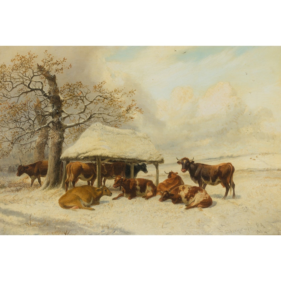 CATTLE IN THE SNOW by Thomas Sidney Cooper