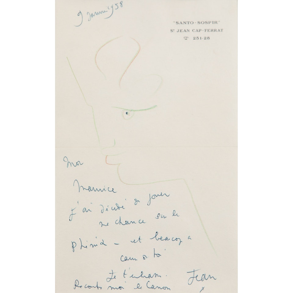 Letter by Jean Cocteau