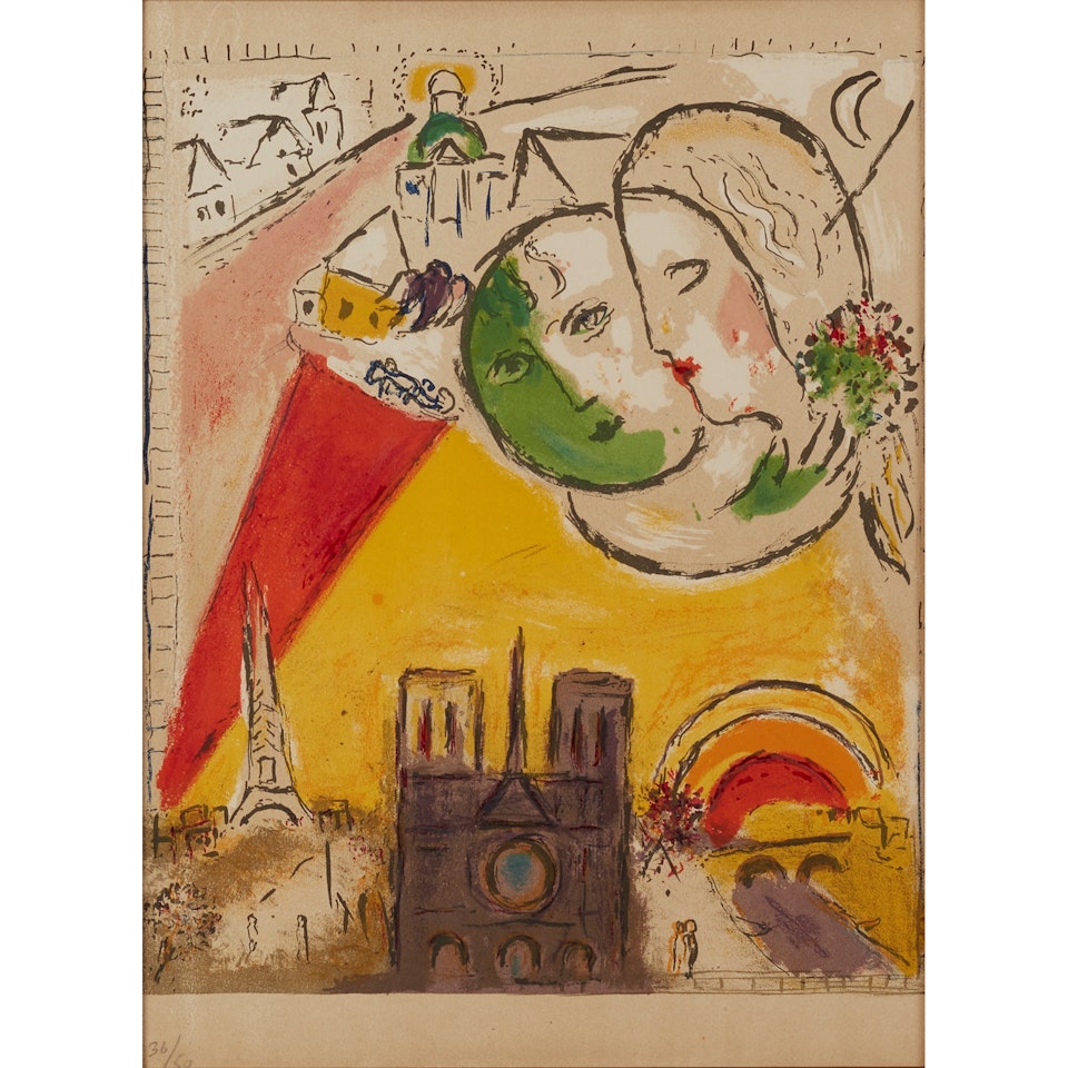 LE DIMANCHE (FROM DERRIERE LE MIROIR) by Marc Chagall