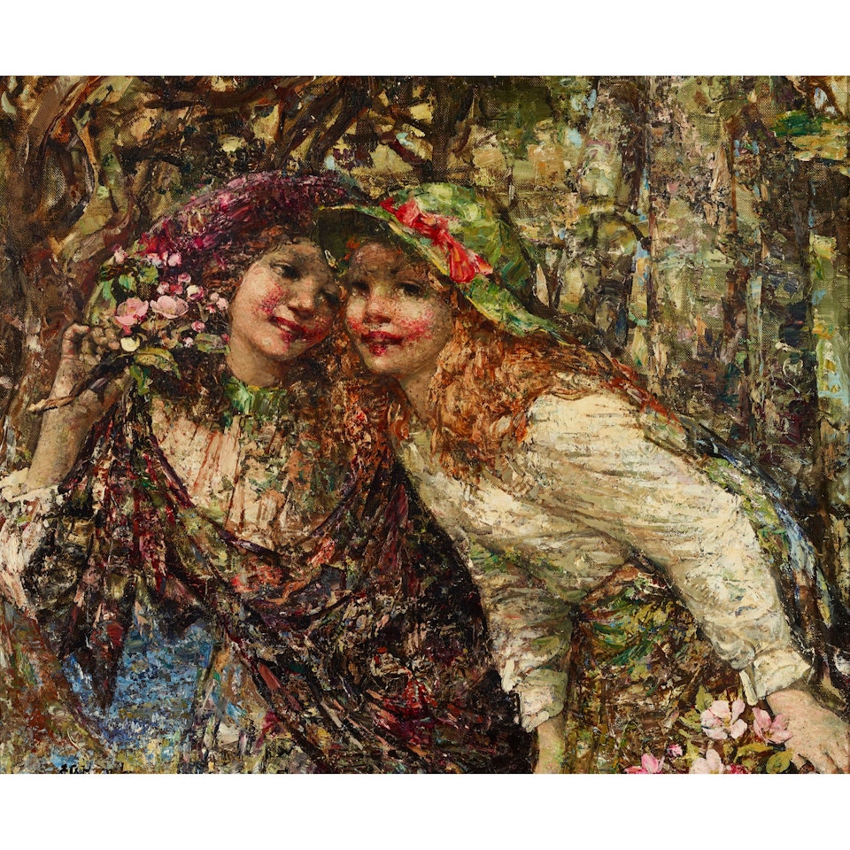 GATHERING WILD FLOWERS by Edward Atkinson Hornel