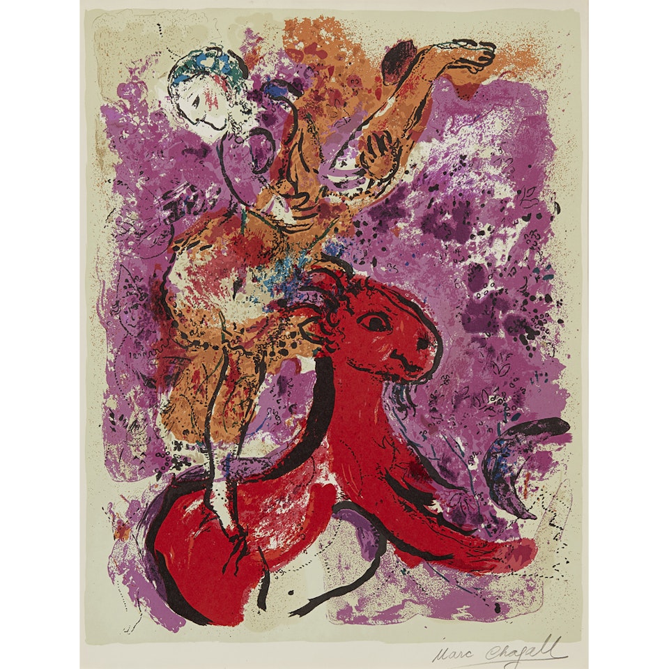 WOMAN CIRCUS RIDER ON HORSE by Marc Chagall