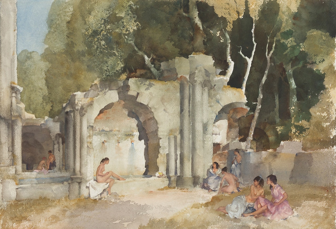 BY THE BATH HOUSE by William Russell Flint