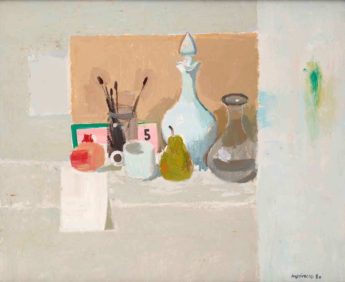 WHITE STILL LIFE WITH POMEGRANATE by Alberto Morrocco
