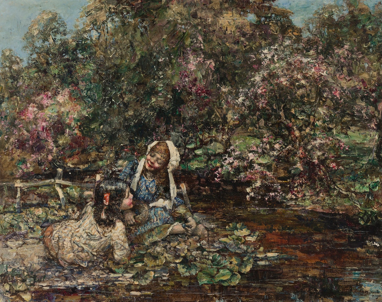 BY THE LILY-POND by Edward Atkinson Hornel