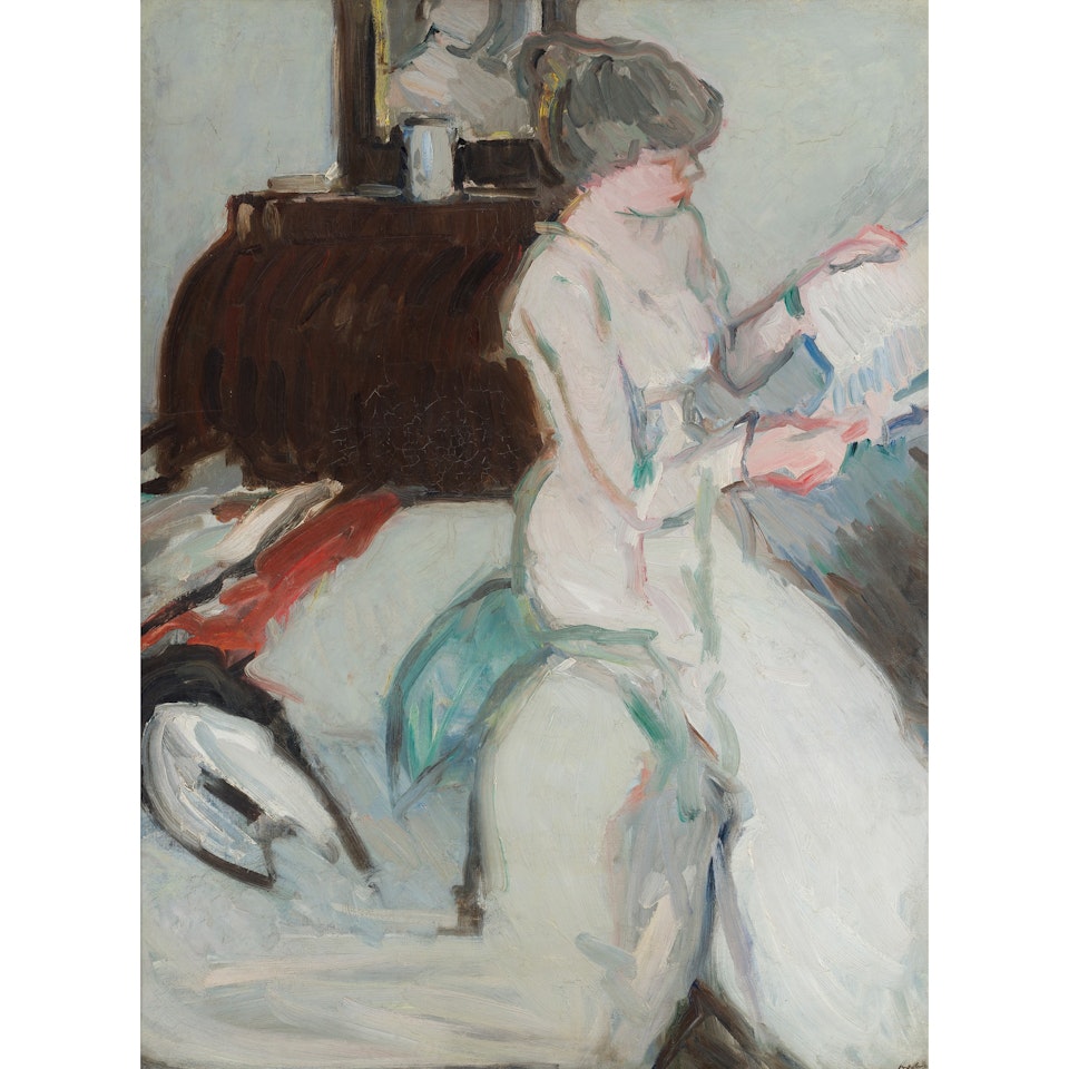 INTERIOR WITH GIRL IN WHITE by Samuel John Peploe