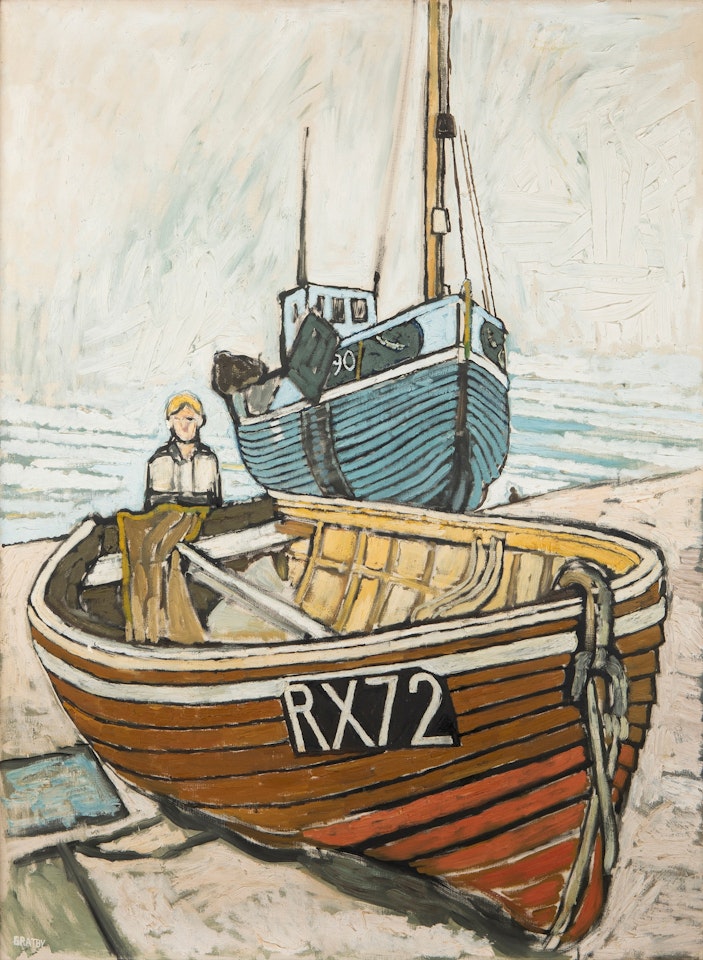 Boats and David by John Bratby