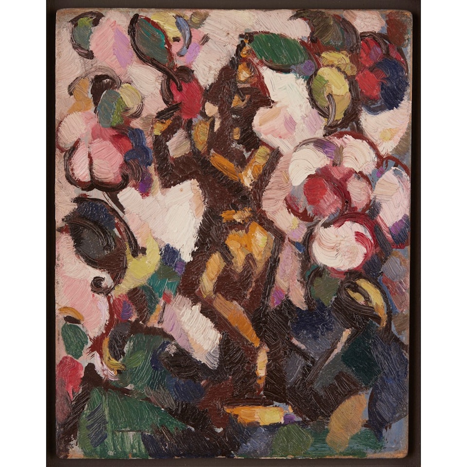 STATUETTE AMONGST BLOSSOMS by John Duncan Fergusson