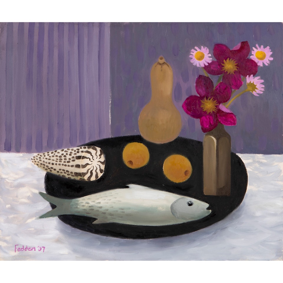 Fish, Gourd and Flowers by Mary Fedden