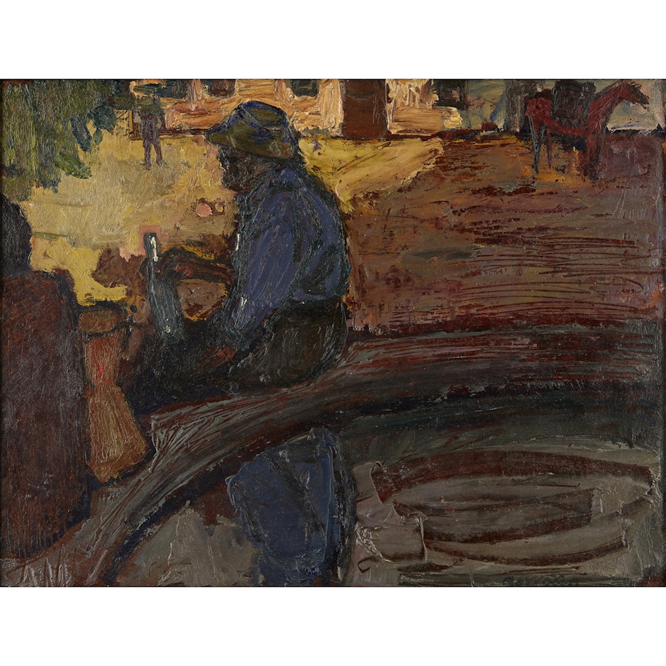 MAN BY A FOUNTAIN by Alberto Morrocco