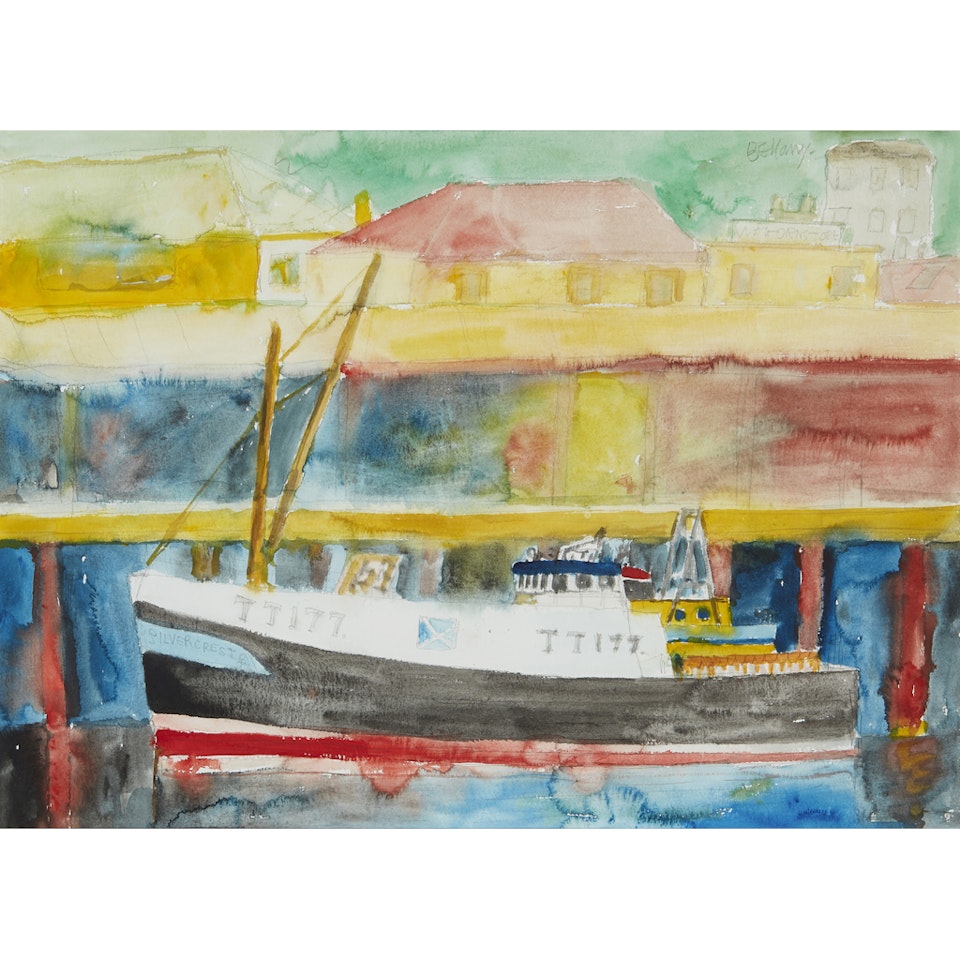 BOAT AT HARBOUR by John Bellany