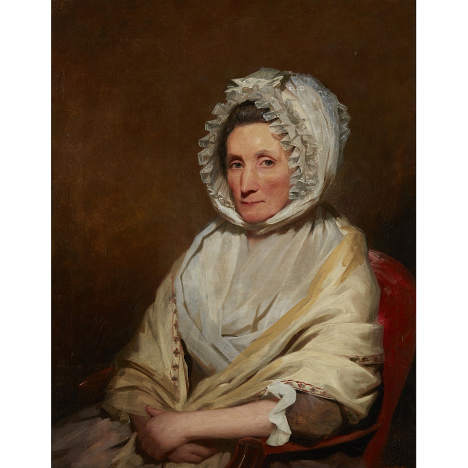 HALF-LENGTH PORTRAIT OF A LADY IN LACE BONNET by Henry Raeburn