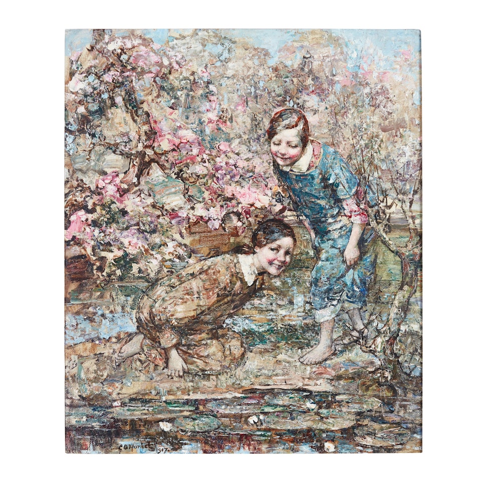 BY THE LILY POND by Edward Atkinson Hornel