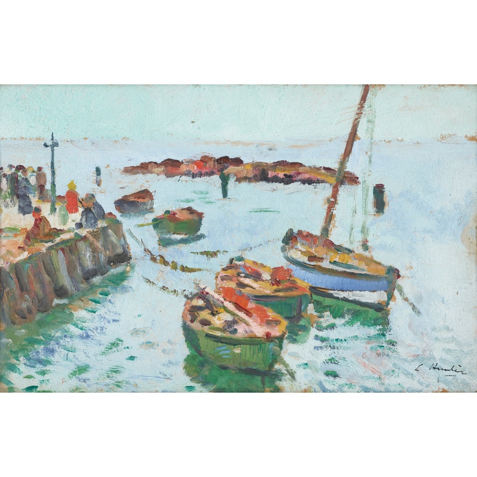 FISHING BOATS, LARGO by George Leslie Hunter