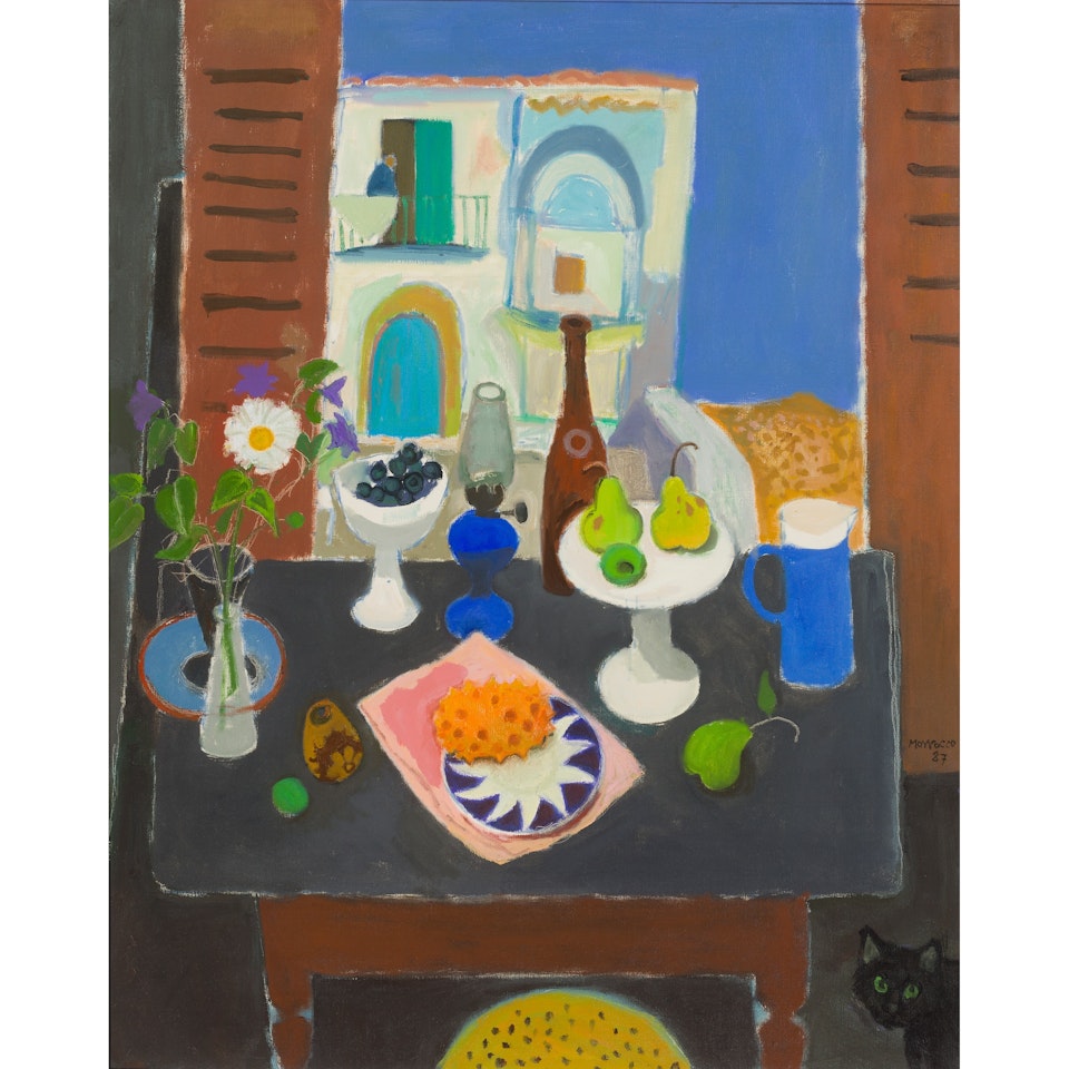 STILL LIFE BY AN OPEN WINDOW by Alberto Morrocco