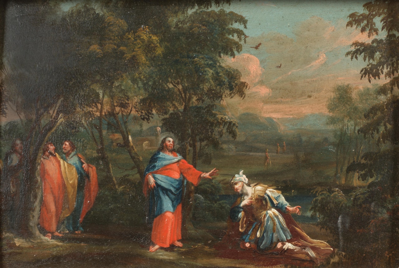 Scenes from the Life of Christ: Christ and the Woman of Samaria; Noli me Tangere; Christ and the Centurion; and Christ Healing the Paralytic  by German School