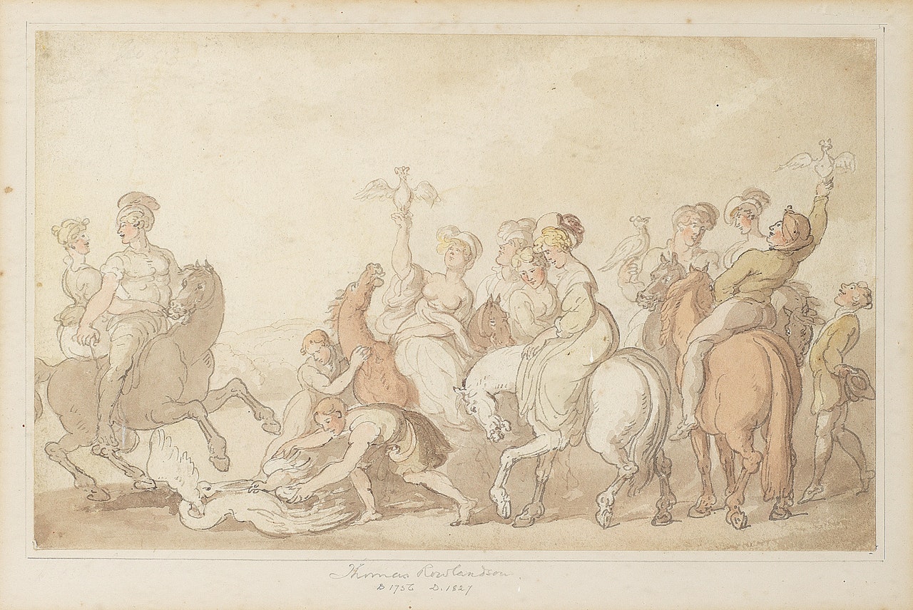 The hawking party by Thomas Rowlandson