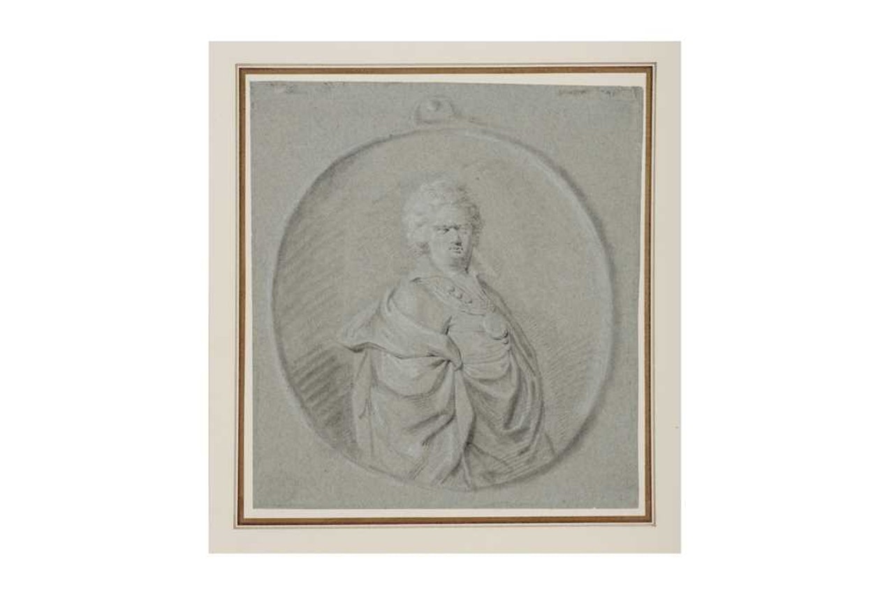 Portrait of a man in a drawn roundel by English School