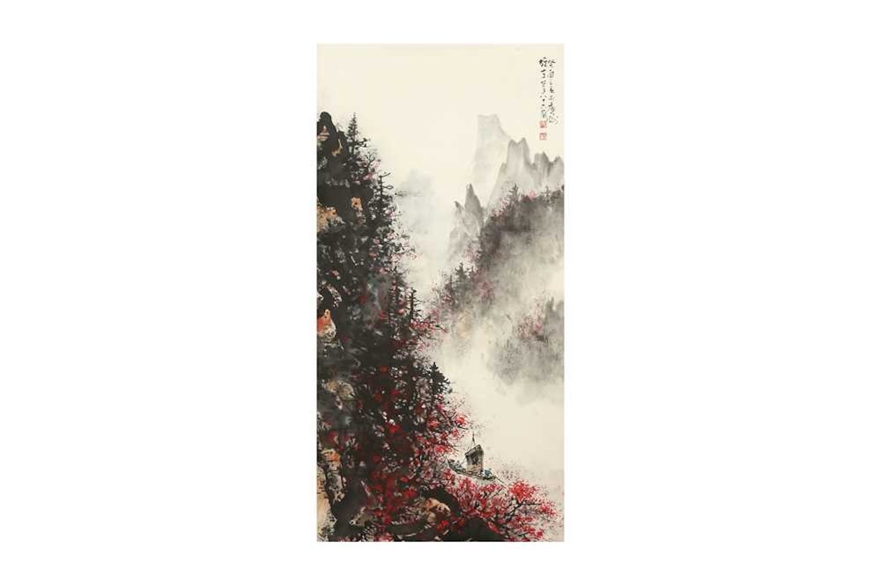 Mountain river landscape by Li Xiongcai