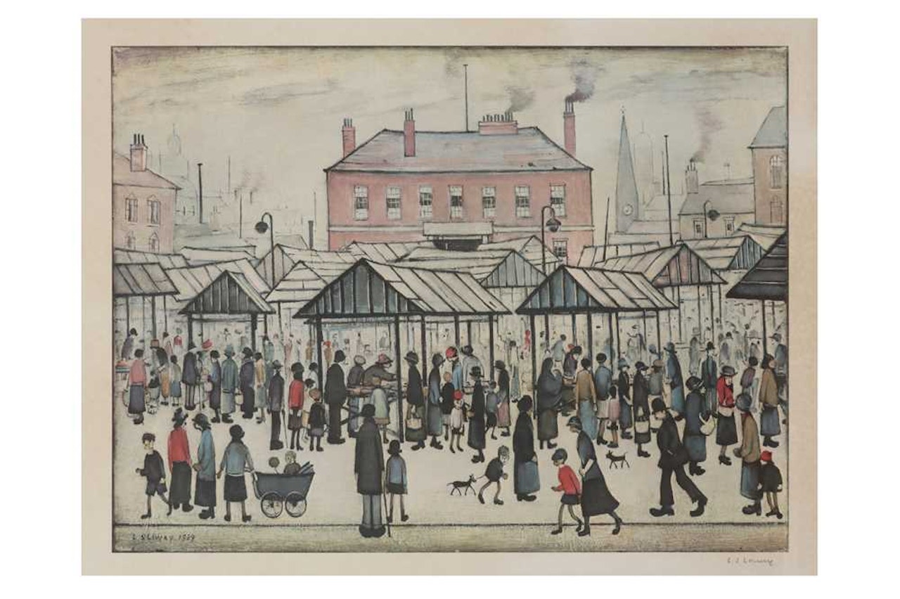 Market Scene in a Northern Town by Laurence Stephen Lowry