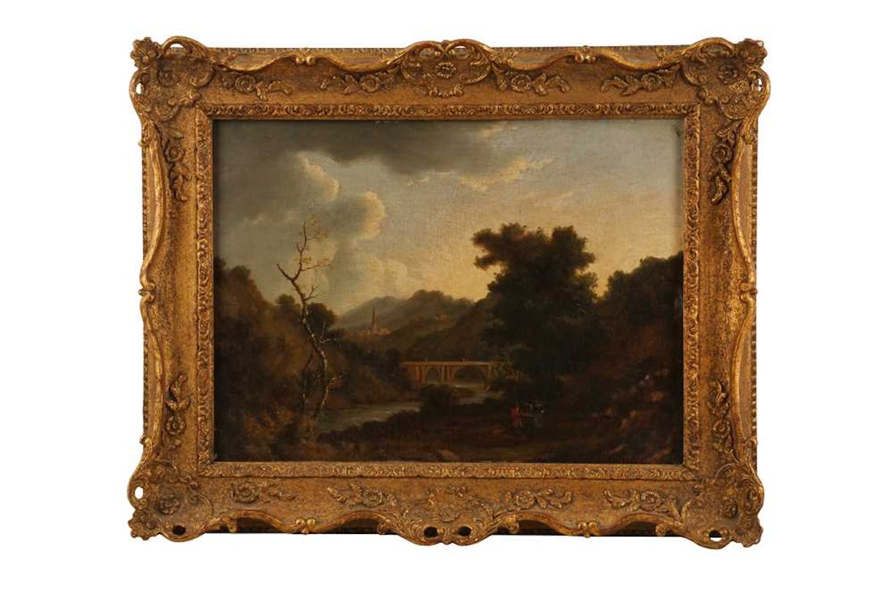 Figures in an extensive landscape by Continental School