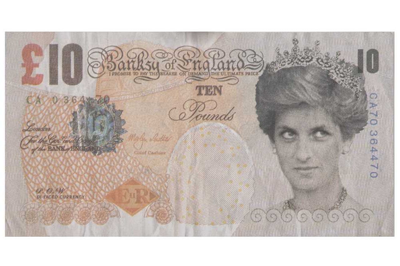 Di-faced tenner by Banksy